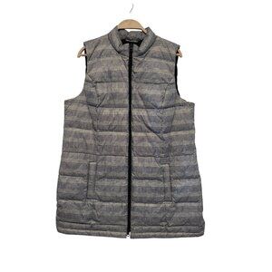NEW J Jill Down Filled Vest Sz Large Tall Barley Pow Black White Plaid Gorpcore